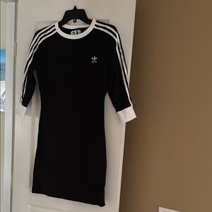 Adidas Black Dress with White Stripes